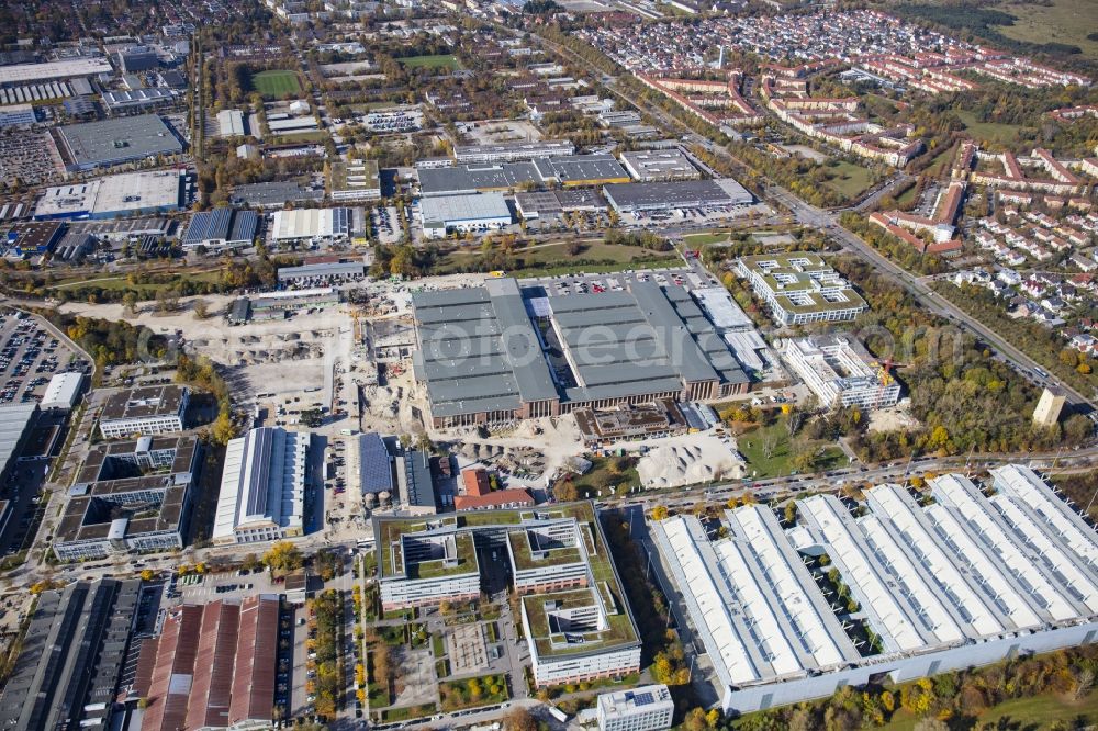 München from above - Building of the construction market of BAUHAUS Muenchen-Freimann on Maria-Probst-Strasse in the district Schwabing-Freimann in Munich in the state Bavaria, Germany