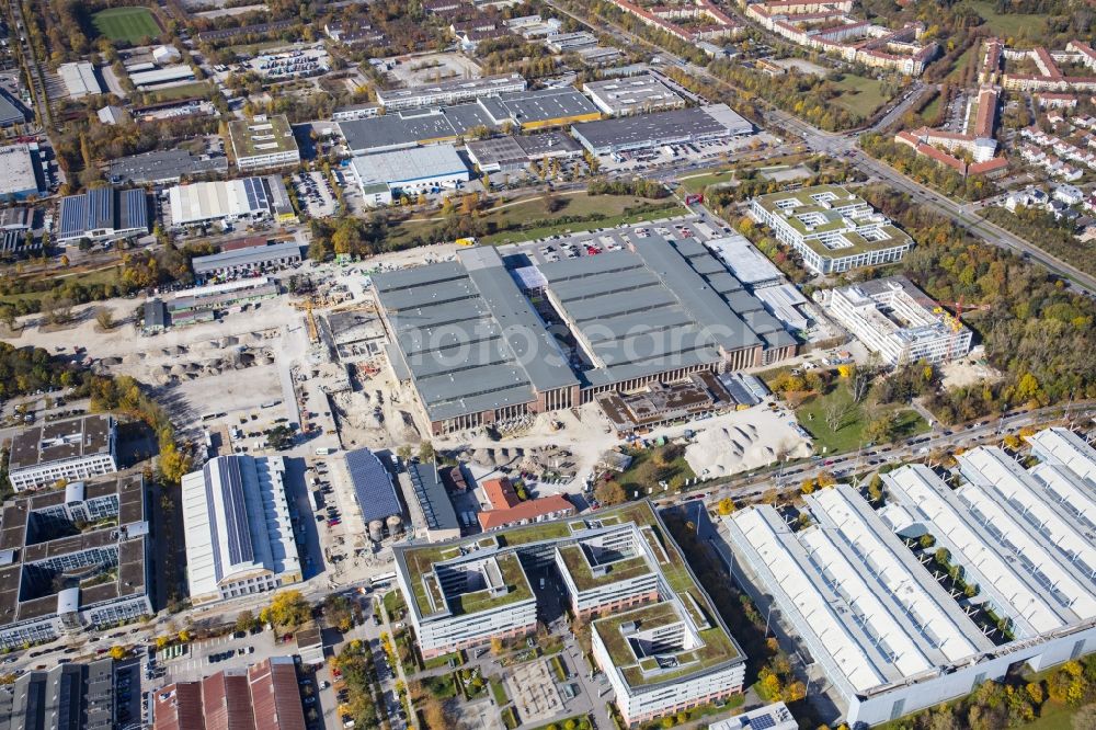 München from the bird's eye view: Building of the construction market of BAUHAUS Muenchen-Freimann on Maria-Probst-Strasse in the district Schwabing-Freimann in Munich in the state Bavaria, Germany