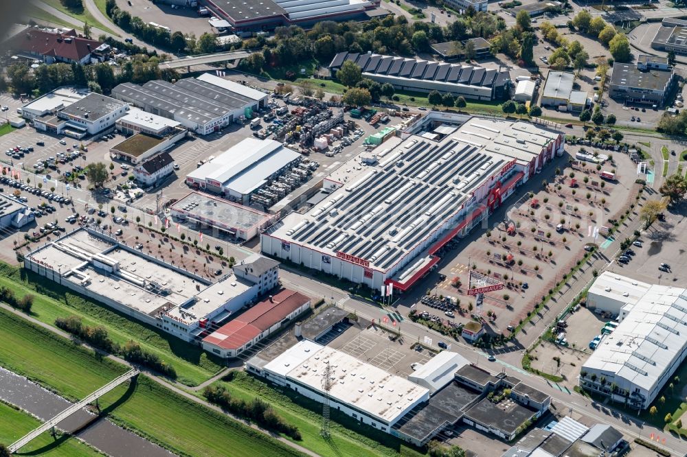 Offenburg from above - Building of the construction market of Bauhaus in Offenburg in the state Baden-Wuerttemberg, Germany