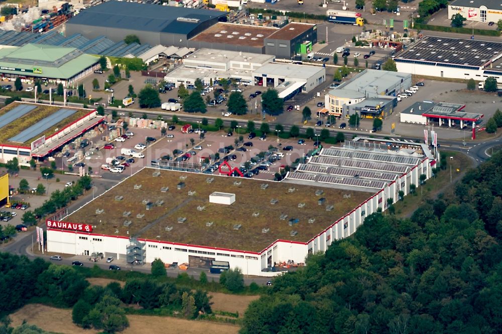 Rastatt from above - Building of the construction market Bauhaus Rastatt in Rastatt in the state Baden-Wurttemberg, Germany