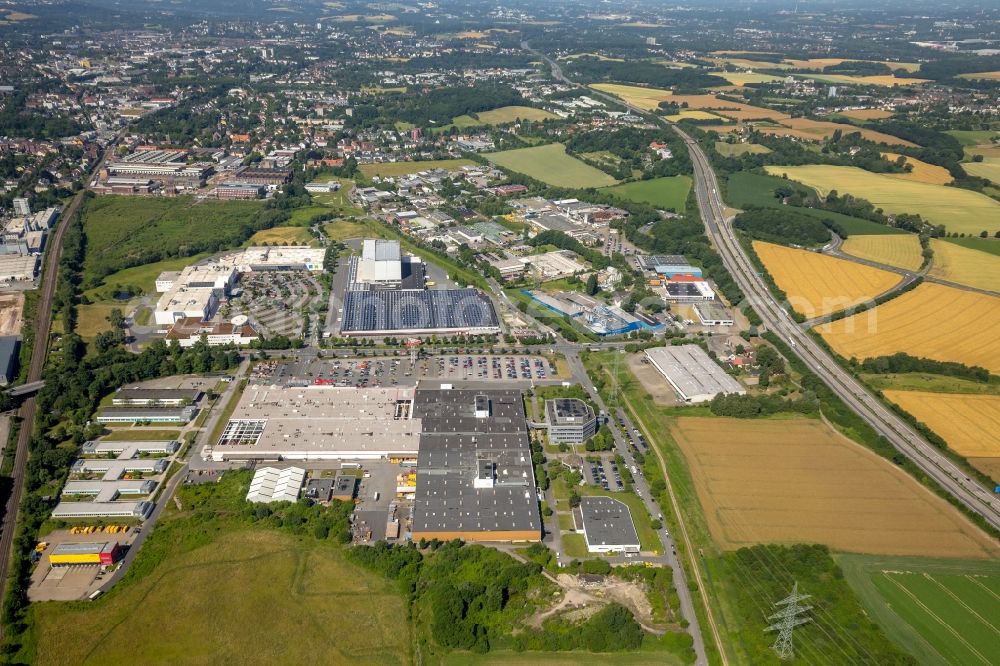 Aerial photograph Witten - Building of the construction market BAUHAUS Witten on Brauckstrasse in Witten in the state North Rhine-Westphalia, Germany