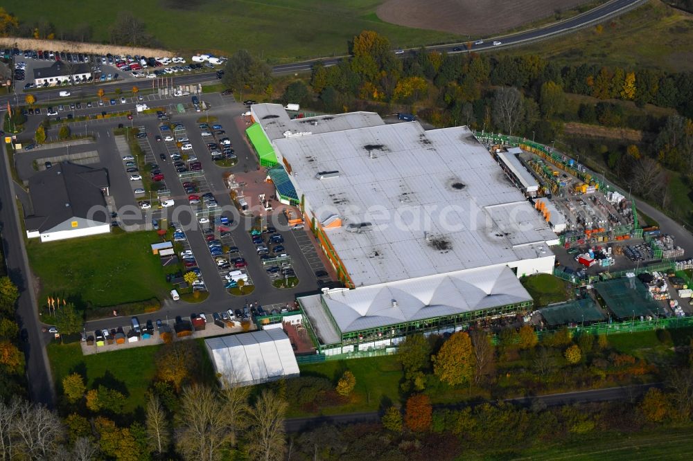 Aerial image Oranienburg - Building of the construction market of Globus Baumarkt Oranienburg in the district Germendorf in Oranienburg in the state Brandenburg, Germany