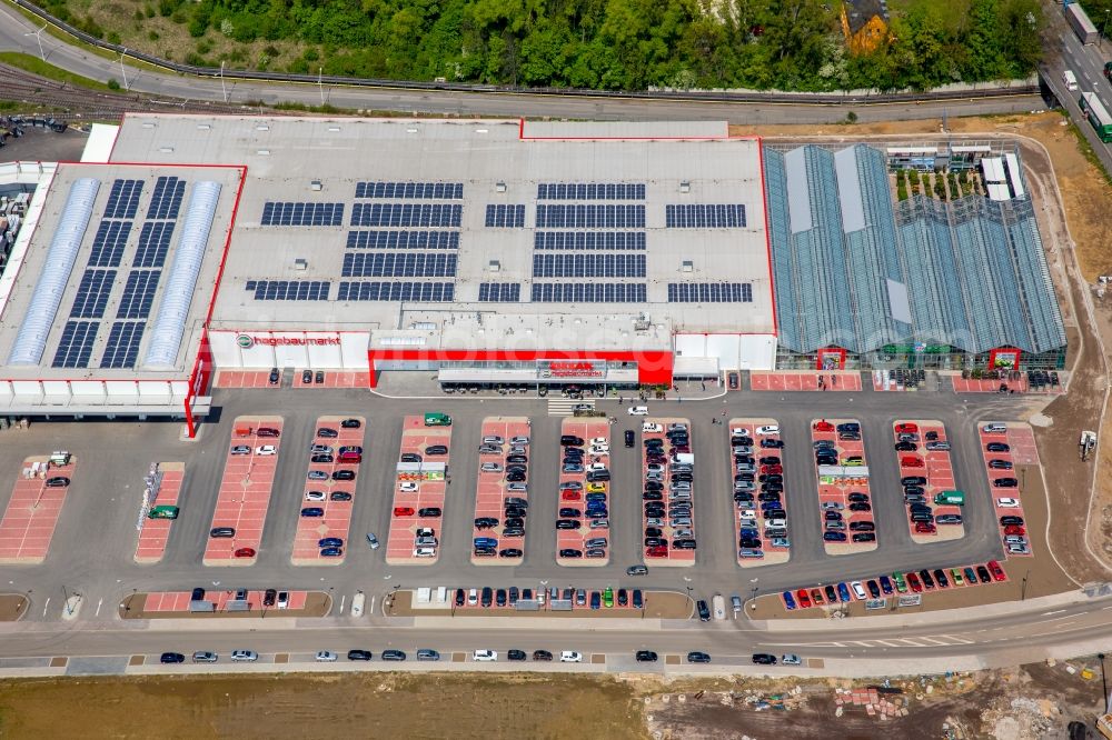 Aerial photograph Bochum - Building of the construction market of Hagebaumarkt Ziesak on Hauptstrasse in Bochum in the state North Rhine-Westphalia