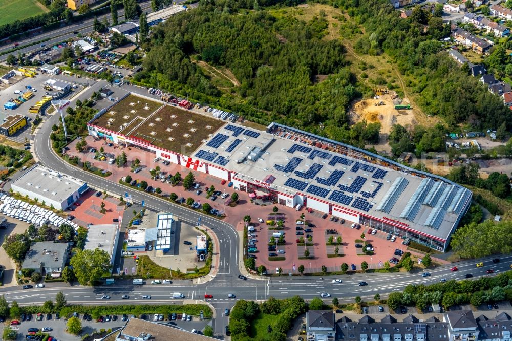 Aerial photograph Dortmund - Building of the construction market Hellweg in the district Pferdebachtal in Dortmund in the state North Rhine-Westphalia, Germany