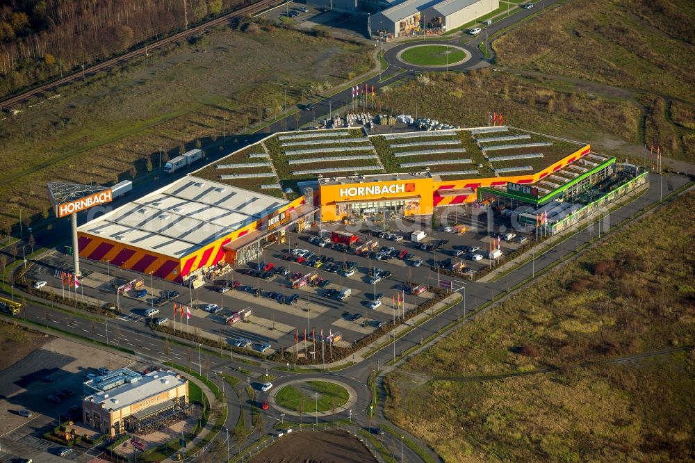 Oberhausen from the bird's eye view: Building of the construction market of Hornbach in Oberhausen in the state of North Rhine-Westphalia