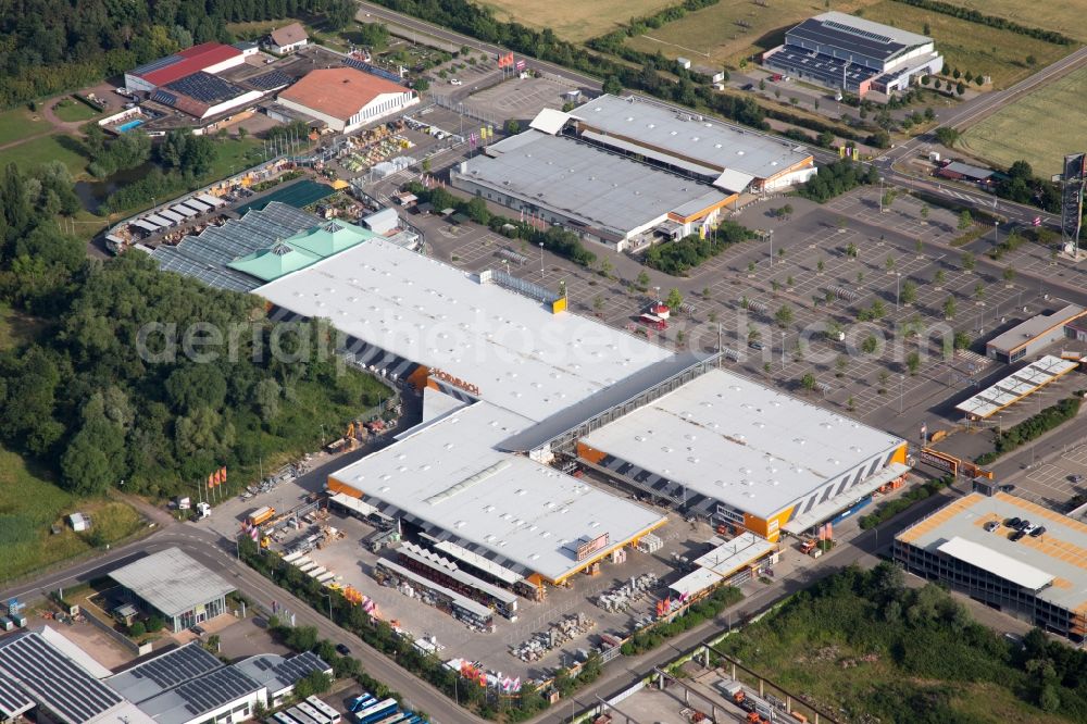 Bornheim from the bird's eye view: Building of the construction market of Hornbach Zentrale in the district Industriegebiet Bornheim in Bornheim in the state Rhineland-Palatinate