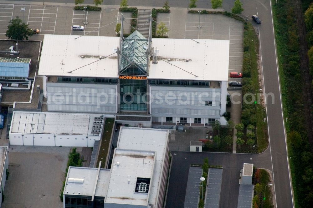 Bornheim from above - Building of the construction market of Hornbach Zentrale in the district Industriegebiet Bornheim in Bornheim in the state Rhineland-Palatinate