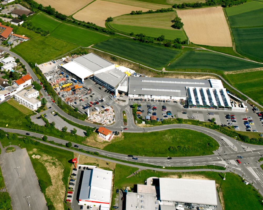 Calw from the bird's eye view: Building of the construction market of Koempf Bauzentrum GmbH on street Leibnizstrasse in Calw in the state Baden-Wuerttemberg, Germany