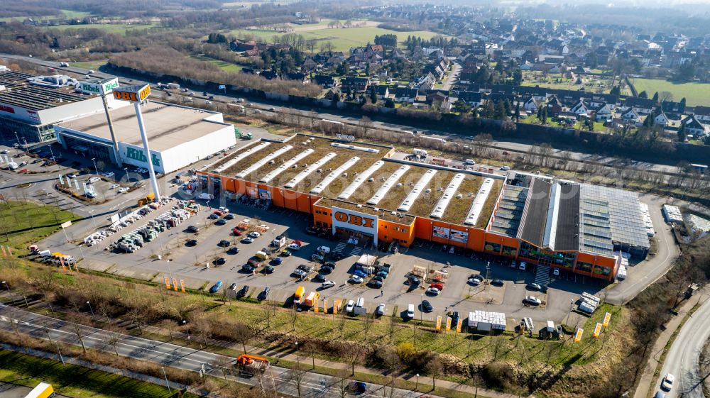 Aerial image Recklinghausen - Building of the construction market OBI in Recklinghausen at Ruhrgebiet in the state North Rhine-Westphalia, Germany