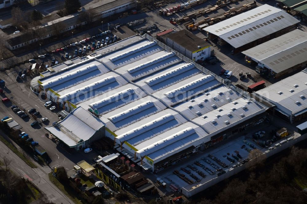 Mahlsdorf from above - Building of the construction market of Possling GmbH & Co. KG on Landsberger Strasse in Mahlsdorf in the state Berlin, Germany