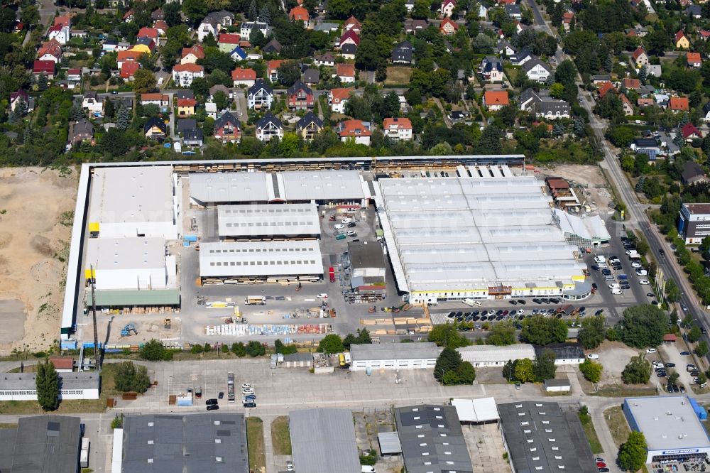 Aerial image Berlin - Building of the construction market of Possling GmbH & Co. KG on Landsberger Strasse in Mahlsdorf in the state Berlin, Germany