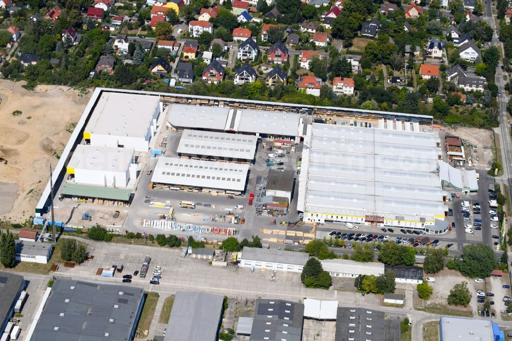 Berlin from above - Building of the construction market of Possling GmbH & Co. KG on Landsberger Strasse in Mahlsdorf in the state Berlin, Germany