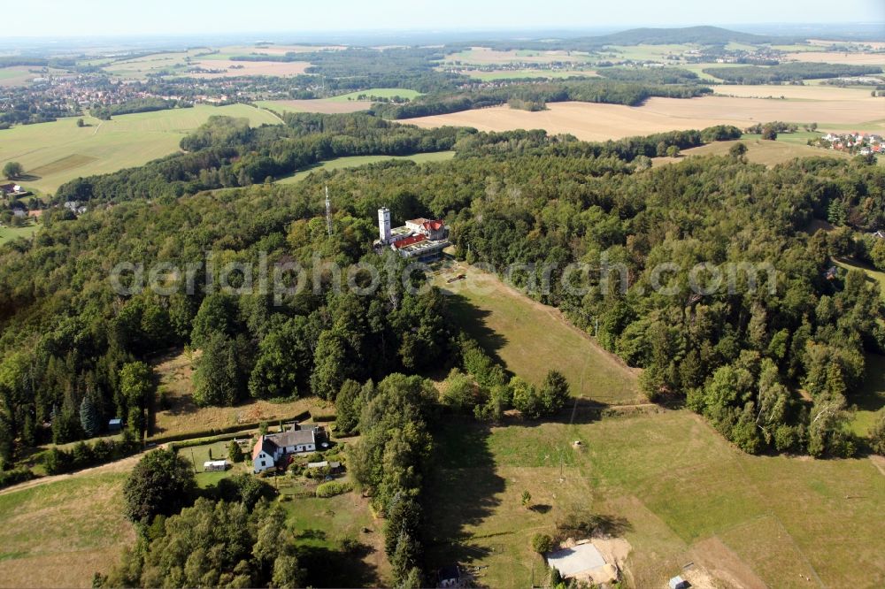 Steina from the bird's eye view: Building of the restaurant Bergrestaurant Schwedenstein in Steina in the state Saxony, Germany