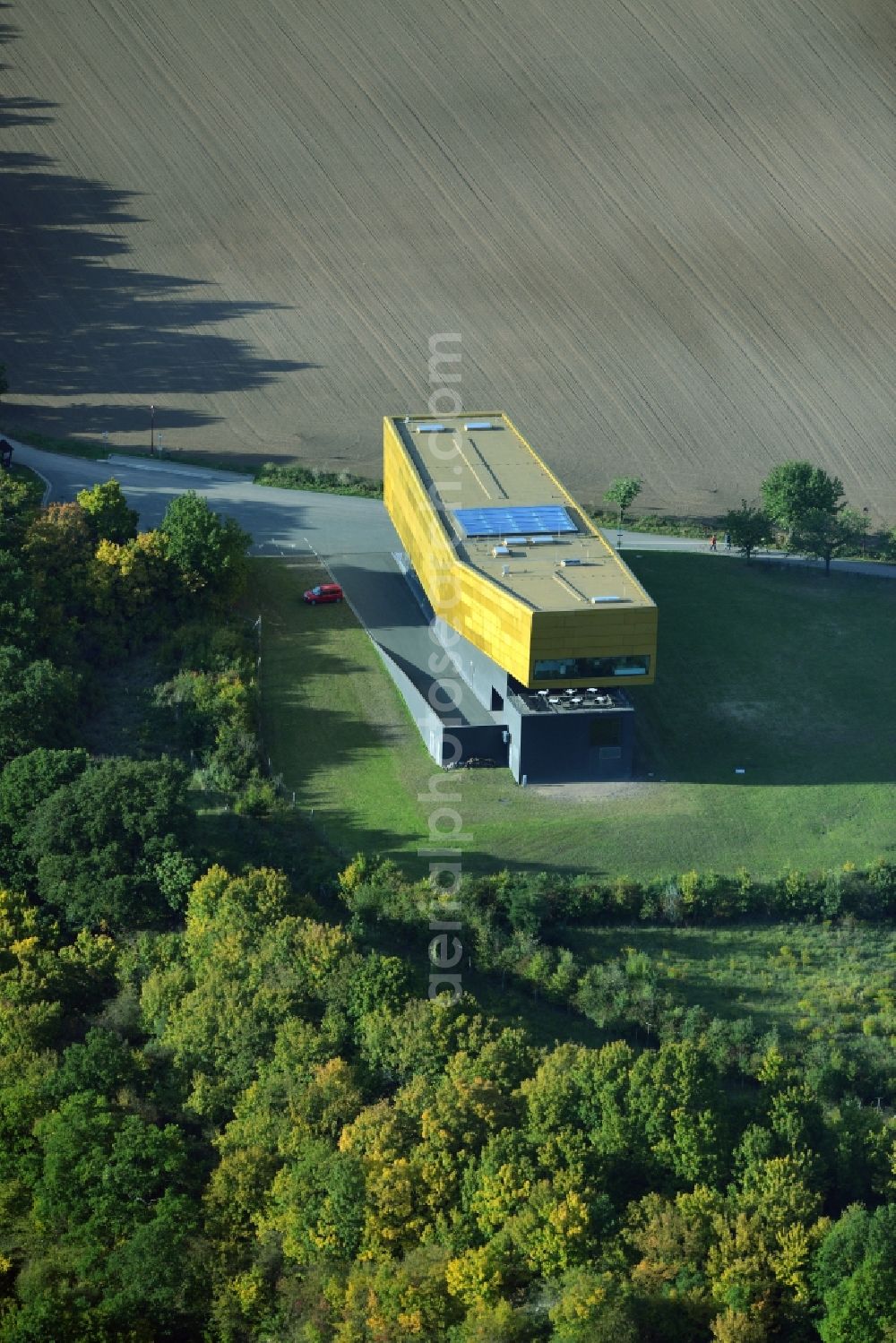 Nebra (Unstrut) from above - Building the visitor center Arche - Himmelsscheibe von Nebra in Nebra (Unstrut) in the state Saxony-Anhalt