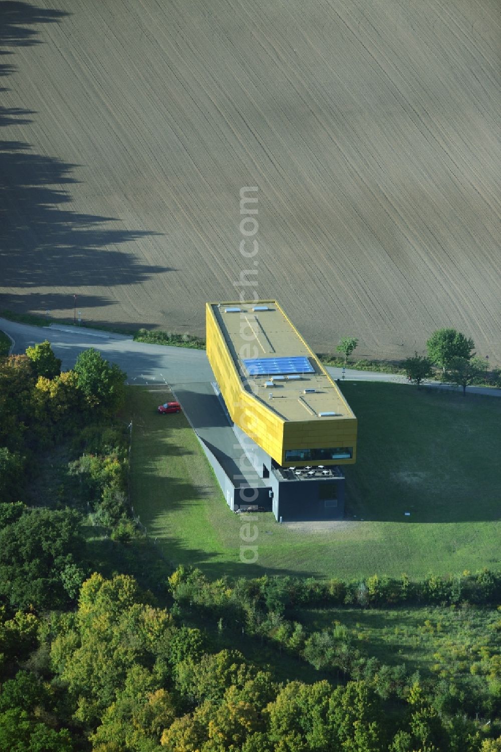 Nebra (Unstrut) from the bird's eye view: Building the visitor center Arche - Himmelsscheibe von Nebra in Nebra (Unstrut) in the state Saxony-Anhalt