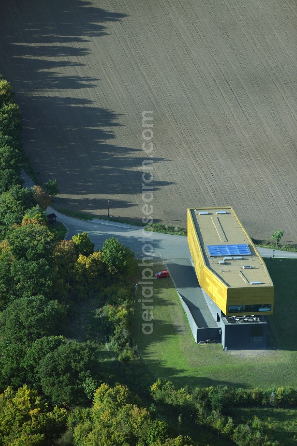 Aerial photograph Nebra (Unstrut) - Building the visitor center Arche - Himmelsscheibe von Nebra in Nebra (Unstrut) in the state Saxony-Anhalt