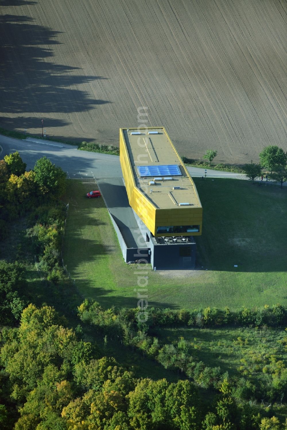 Nebra (Unstrut) from above - Building the visitor center Arche - Himmelsscheibe von Nebra in Nebra (Unstrut) in the state Saxony-Anhalt