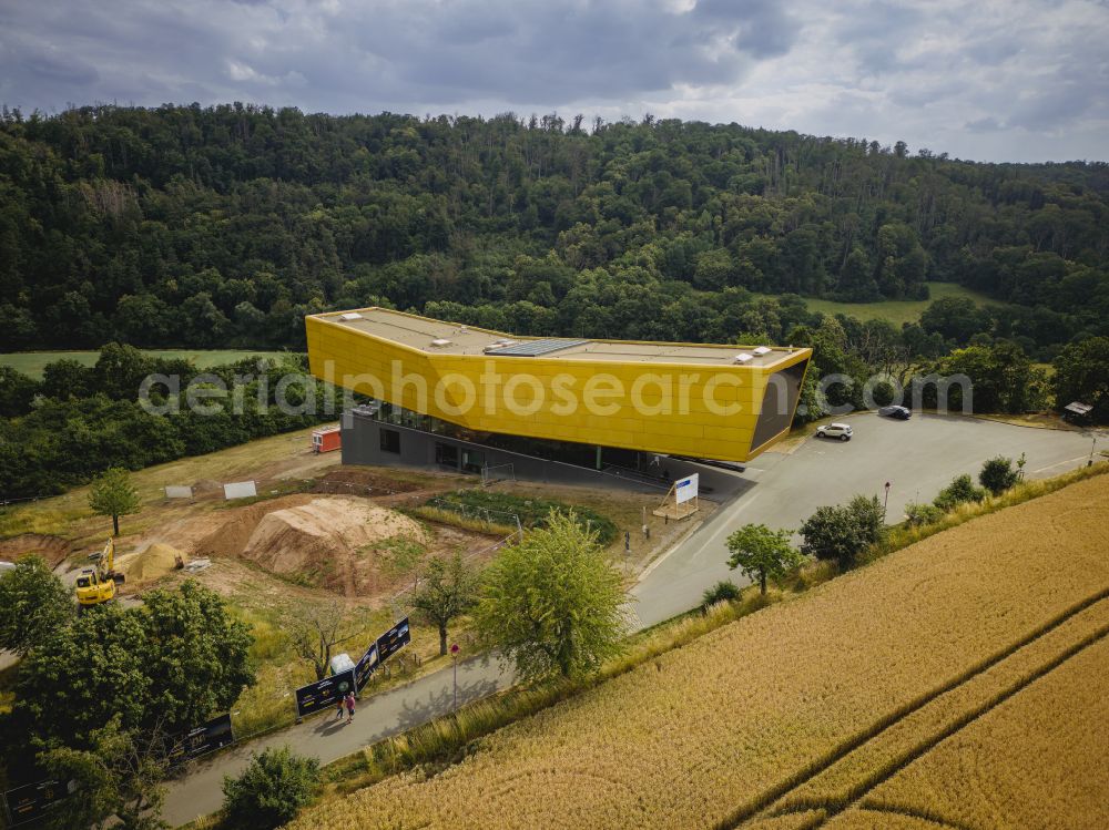 Nebra (Unstrut) from above - Building the visitor center Arche - Himmelsscheibe von Nebra Nebra Ark - Experiencing the Sky Disc An der Steinkloebe in Nebra (Unstrut) in the state Saxony-Anhalt