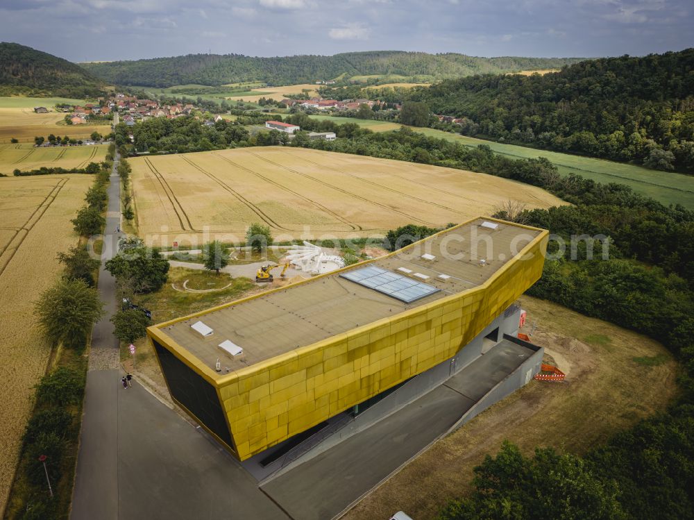 Aerial image Nebra (Unstrut) - Building the visitor center Arche - Himmelsscheibe von Nebra Nebra Ark - Experiencing the Sky Disc An der Steinkloebe in Nebra (Unstrut) in the state Saxony-Anhalt