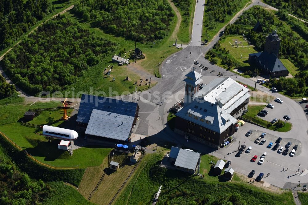 Aerial photograph Oberwiesenthal - Building the visitor center on Mountain peak Fichtelberg in Oberwiesenthal in the state Saxony, Germany