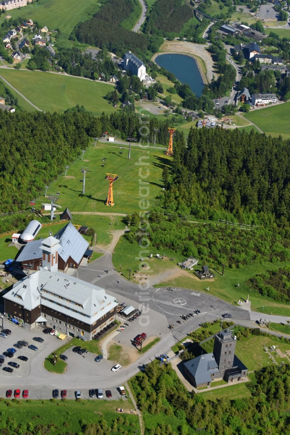 Oberwiesenthal from the bird's eye view: Building the visitor center on Mountain peak Fichtelberg in Oberwiesenthal in the state Saxony, Germany