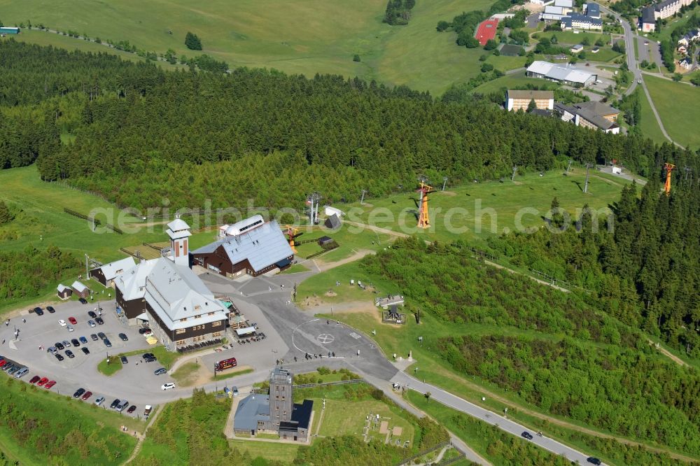 Aerial image Oberwiesenthal - Building the visitor center on Mountain peak Fichtelberg in Oberwiesenthal in the state Saxony, Germany