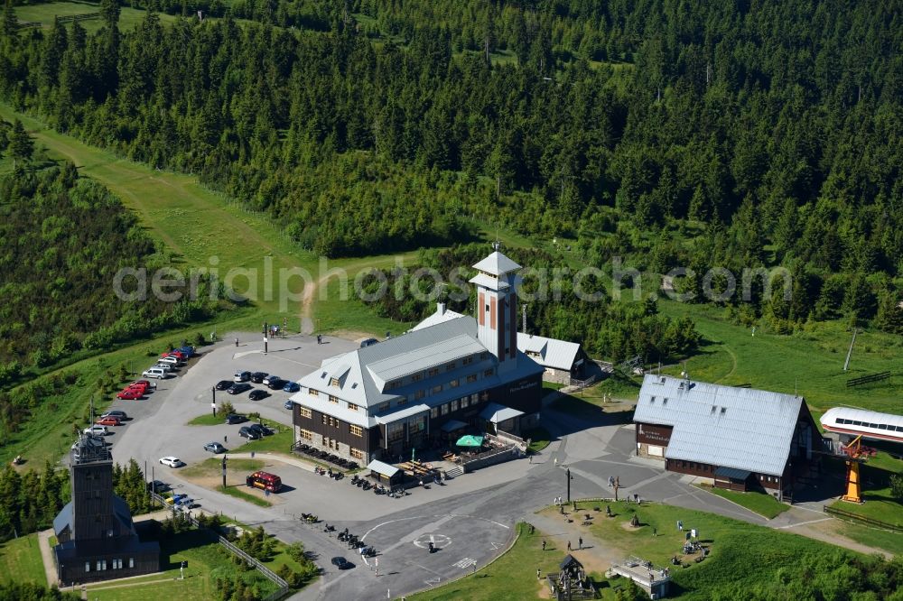 Aerial photograph Oberwiesenthal - Building the visitor center on Mountain peak Fichtelberg in Oberwiesenthal in the state Saxony, Germany