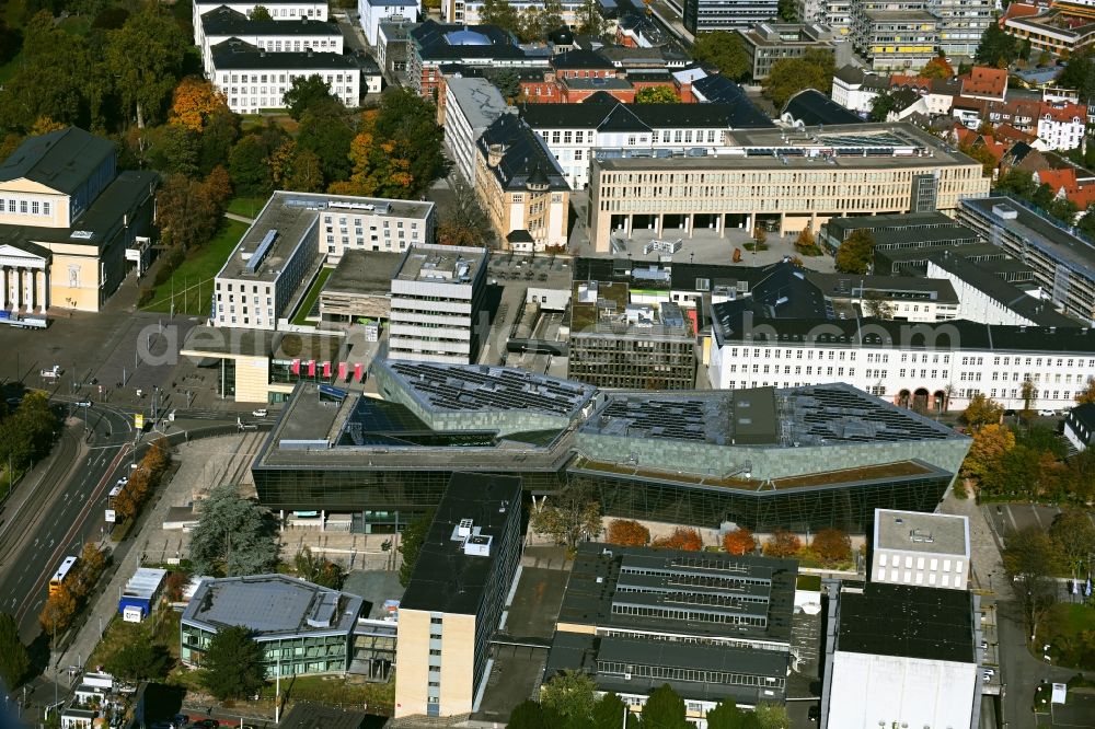 Aerial image Darmstadt - Building of the visitor center darmstadtium - science and congress center on Alexanderstrasse in Darmstadt in the state Hesse, Germany