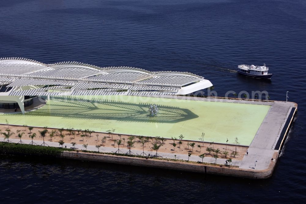 Rio de Janeiro from the bird's eye view: Building the visitor center at Museum of Tomorrow - Museu do Amanha in Porto Maravilha in Rio de Janeiro in Rio de Janeiro, Brazil