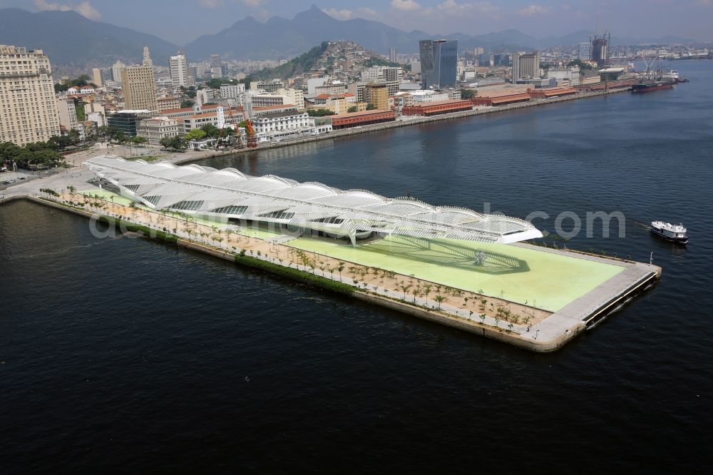 Aerial image Rio de Janeiro - Building the visitor center at Museum of Tomorrow - Museu do Amanha in Porto Maravilha in Rio de Janeiro in Rio de Janeiro, Brazil