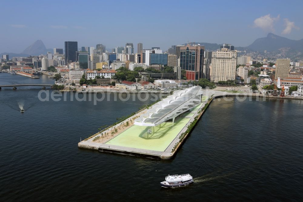 Rio de Janeiro from the bird's eye view: Building the visitor center at Museum of Tomorrow - Museu do Amanha in Porto Maravilha in Rio de Janeiro in Rio de Janeiro, Brazil