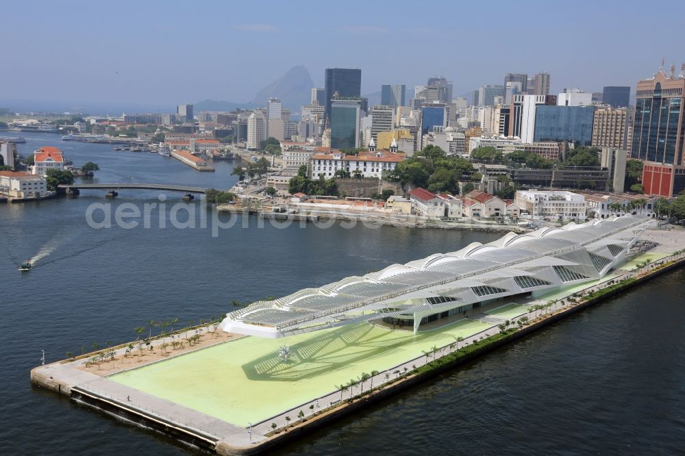 Rio de Janeiro from the bird's eye view: Building the visitor center at Museum of Tomorrow - Museu do Amanha in Porto Maravilha in Rio de Janeiro in Rio de Janeiro, Brazil