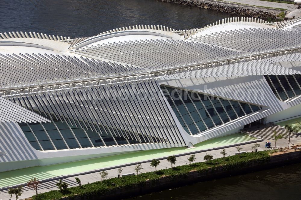 Rio de Janeiro from the bird's eye view: Building the visitor center at Museum of Tomorrow - Museu do Amanha in Porto Maravilha in Rio de Janeiro in Rio de Janeiro, Brazil