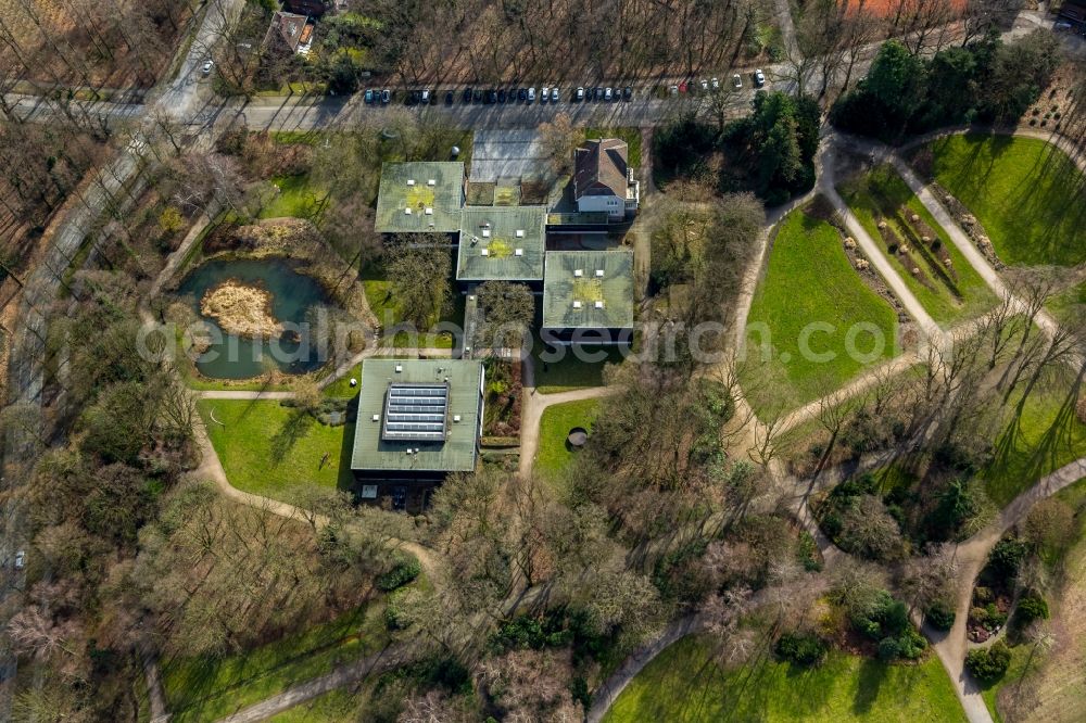 Aerial image Bottrop - Building the visitor center Museumszentrum Quadrat Im Stadtgarten in the district Stadtmitte in Bottrop in the state North Rhine-Westphalia