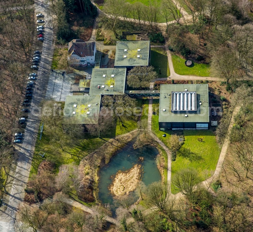 Bottrop from the bird's eye view: Building the visitor center Museumszentrum Quadrat Im Stadtgarten in the district Stadtmitte in Bottrop in the state North Rhine-Westphalia