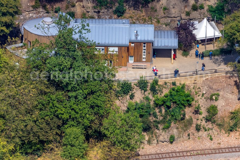 Aerial photograph Ennepetal - Building the visitor center Nationales Naturmonument Kluterthoehle with entrance at Hoehlenstrasse in Ennepetal in the state North Rhine-Westphalia, Germany