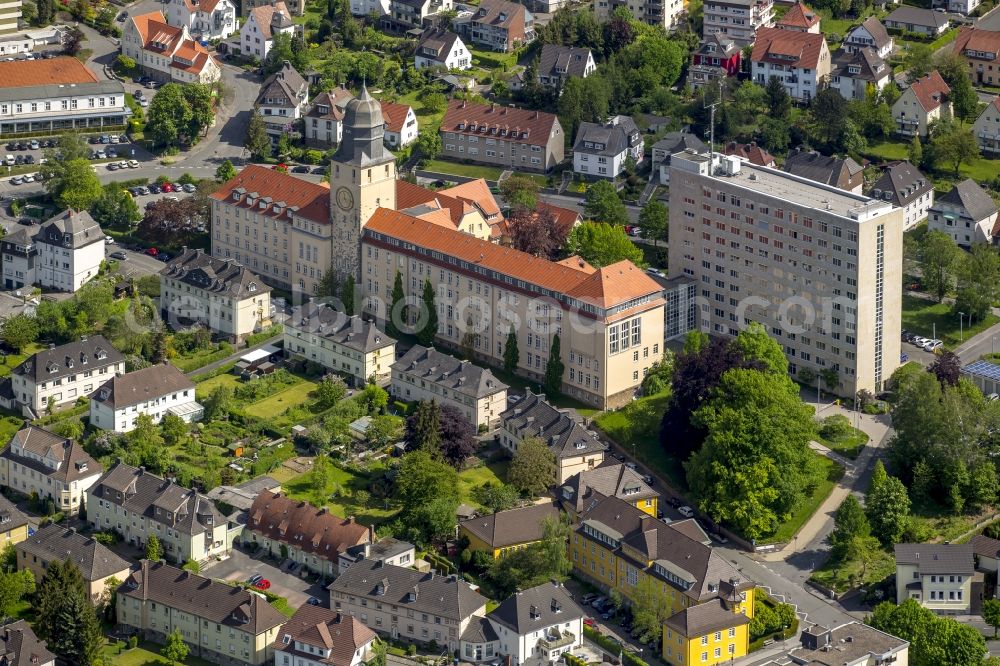 Arnsberg from the bird's eye view: Buildings of the administrative offices of the district in Arnsberg in the state North Rhine-Westphalia. Arnsberg is part of the county district of Hochsauerlandkreis