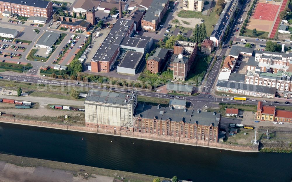 Aerial photograph Magdeburg - Buildings in the inner harbor in Magdeburg in the state Saxony-Anhalt