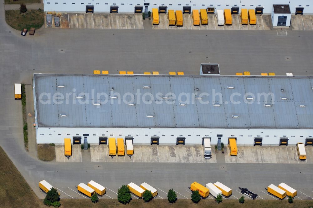 Aerial photograph Rüdersdorf - Building DHL logistics hub and distribution center of the Deutsche Post Ruedersdorf in Brandenburg