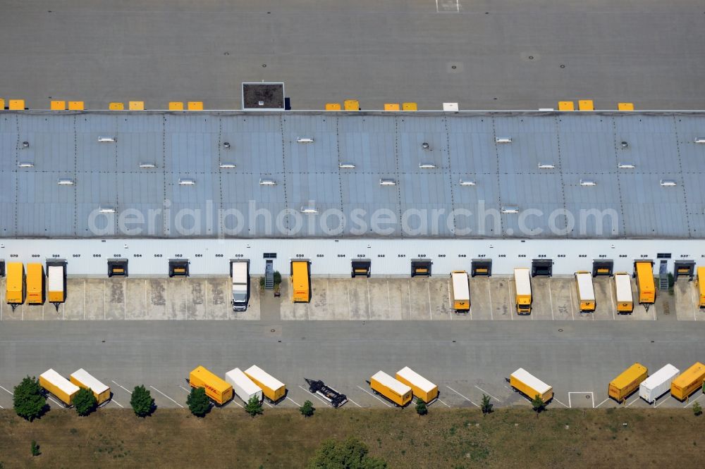 Rüdersdorf from above - Building DHL logistics hub and distribution center of the Deutsche Post Ruedersdorf in Brandenburg