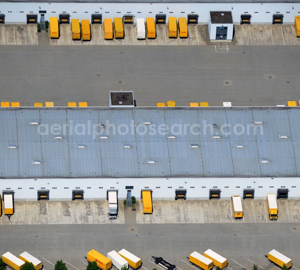 Aerial image Rüdersdorf - Building DHL logistics hub and distribution center of the Deutsche Post Ruedersdorf in Brandenburg