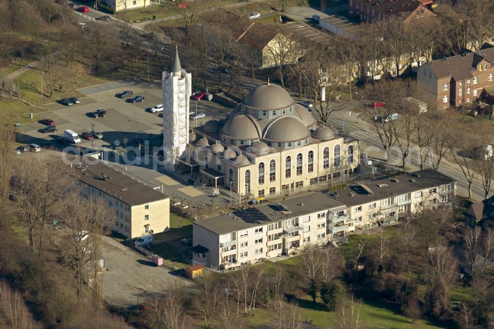 Aerial image Duisburg - Marxloh - Building the DITIB mosque at Warbruck street in Duisburg-Marxloh in North Rhine-Westphalia