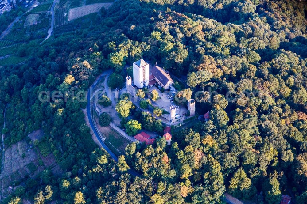 Heppenheim (Bergstraße) from the bird's eye view: Building the youth hostel DJH Jugendherberge Starkenburg/Heppenheim in Heppenheim (Bergstrasse) in the state Hesse, Germany