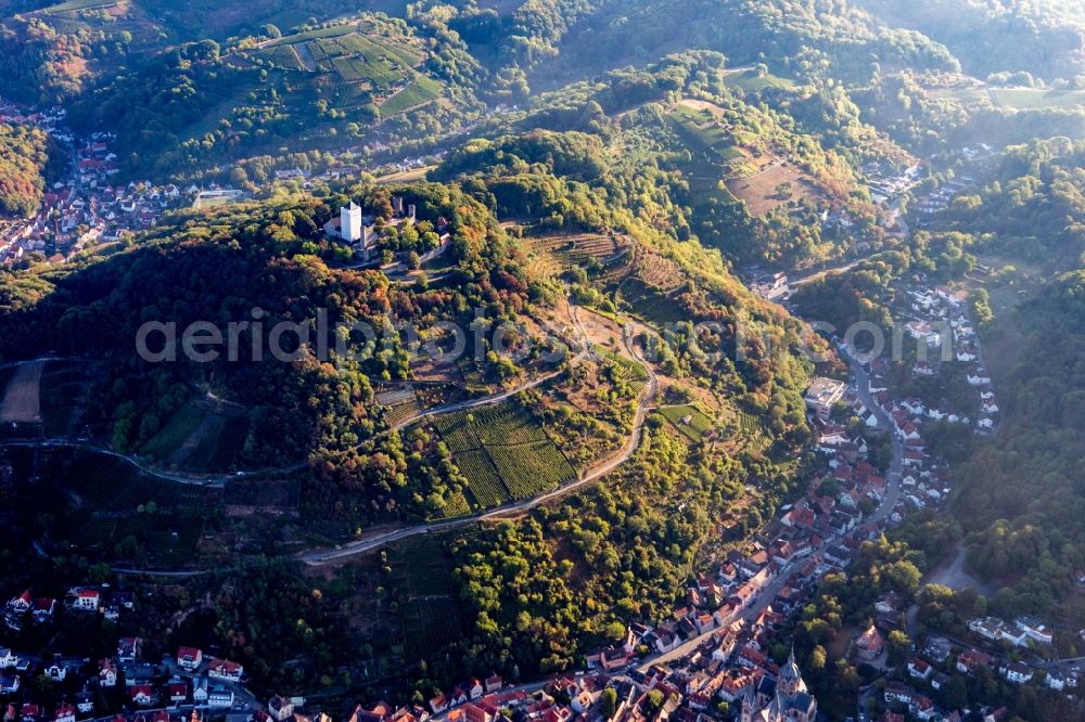 Heppenheim (Bergstraße) from above - Building the youth hostel DJH Jugendherberge Starkenburg/Heppenheim in Heppenheim (Bergstrasse) in the state Hesse, Germany