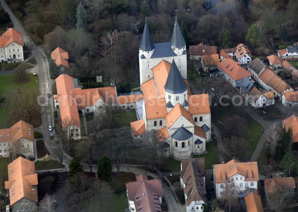 Königslutter from above - Building of the cathedral imperial in Konigslutter in Lower Saxony