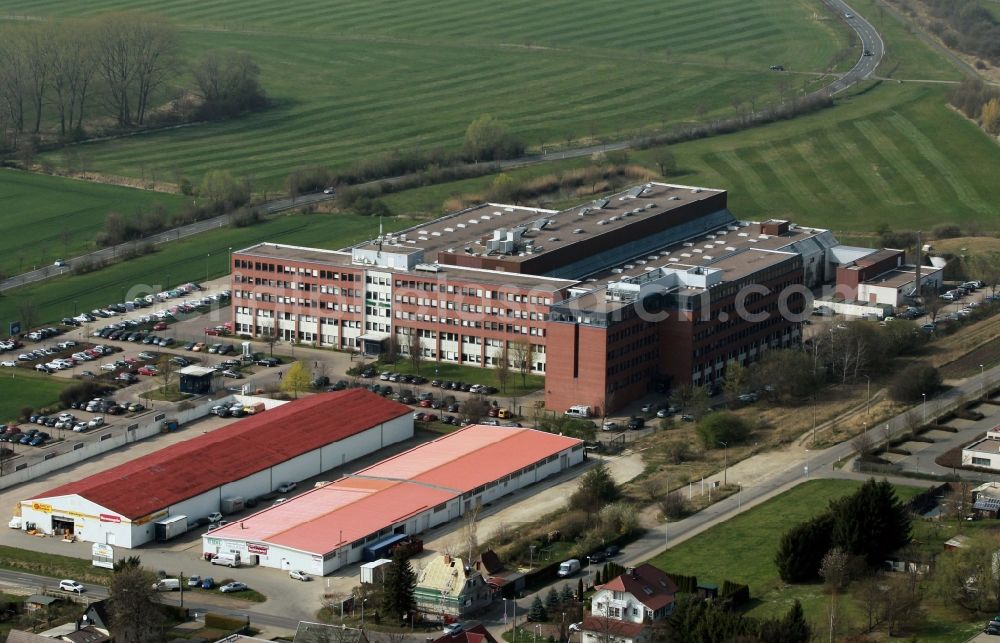 Erfurt from above - Building of the printing house of the newspaper group ZGT Thuringia in Bindersleben district of Erfurt in Thuringia