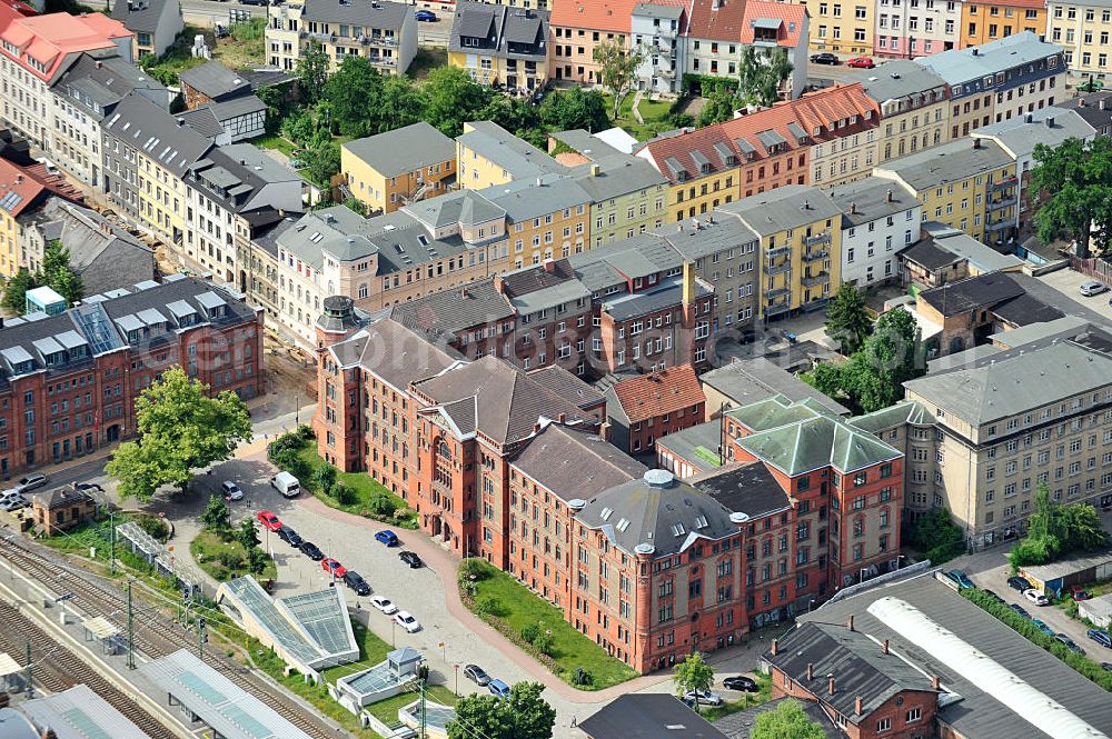 Schwerin from the bird's eye view: 06/22/2011 Schwerin View of the building of the former railroad administration Schwerin behind the main train station