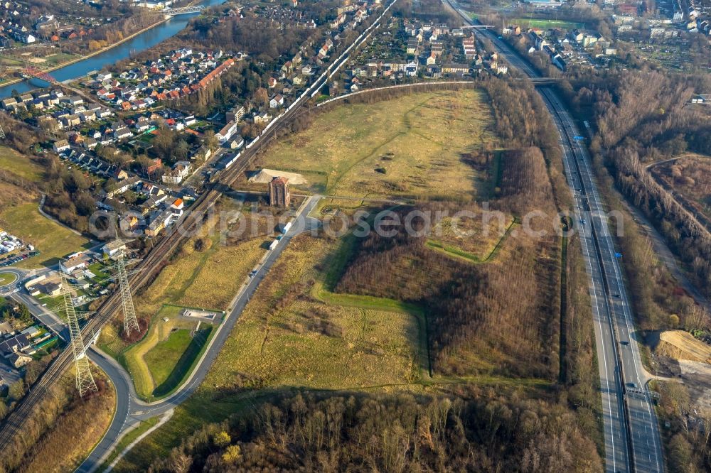 Herne from the bird's eye view: Building of the former Zechegelaende along the Hansastrasse in Bochum in the state of North Rhine-Westphalia, Germany