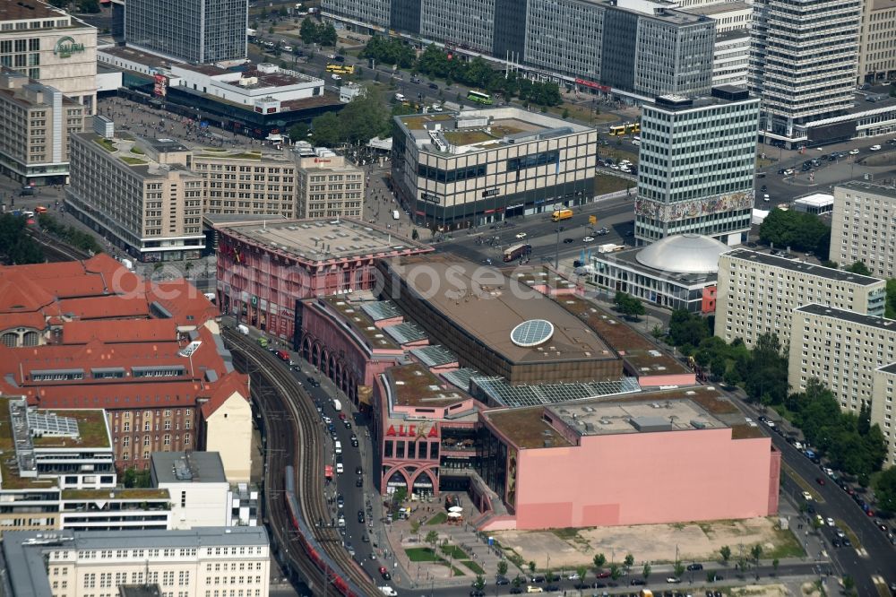 Berlin from the bird's eye view: Building of the shopping center Alexa on Grunerstrasse in Berlin, Germany