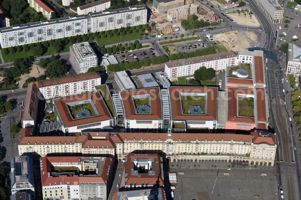 Dresden from above - Building of the shopping center Altmarkt Galerie der ECE Projektmanagement GmbH in Dresden in the state Saxony